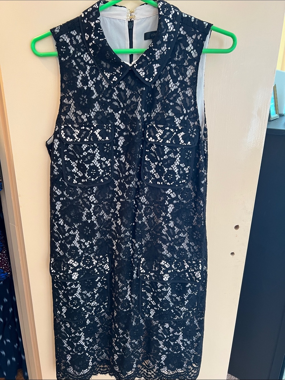 J. Crew Black Lace Sleeveless Shift Dress